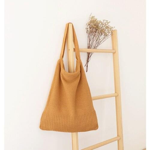 Winter Brand Designer Women Single Shoulder Bag Casual Female Knitting Woven Crochet Wool Handbag