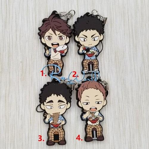 1pcs Anime Keychain Karasuno Haikyuu! Daichi kageyama School Volleyball Rubber Pendant Keyrings llav