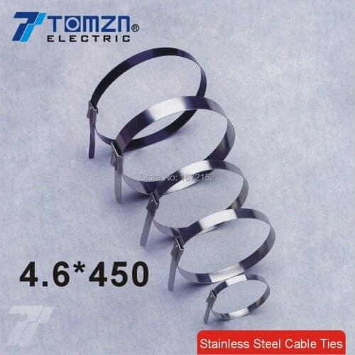 100pcs 4.6mmx450mm STAINLESS STEEL ZIP CABLE TIES LOCK TIE WRAP