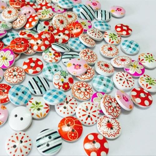 100 Pieces Of 15 Mm Multi-Color Mixed-Hair, Circular Button Sewing Accessories