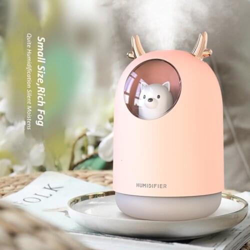 300ml Cute Pet Ultrasonic Humidifier Home Appliances USB Cool Mist Aroma Air Oil Diffuser Romantic Color LED Lamp Humidificador