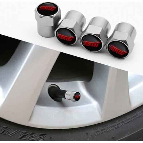 4PC Car Styling STI Emblem Badge Car Wheel Tire Valve Stem Cap Cover Auto Accessories For SUBARU LEGACY Forester Outback Impreza