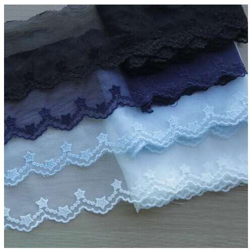 5Yds/lot 6.5cm wide black and white cotton mesh cotton line star mesh unilateral embroidery lace handmade DIY accessories W438