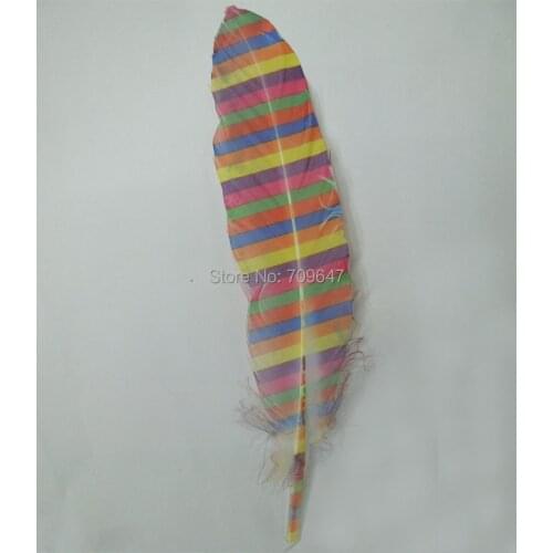 50Pcs/lot!13-20cm- Rainbow Printed-Goose Satinettes Feathers - Perfect for Earrings, Bridal Table Decor & Millinery