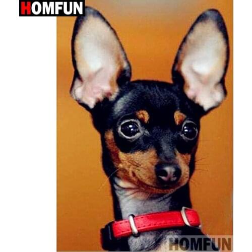HOMFUN Full Square/Round Drill 5D DIY Diamond Painting "Animal dog" Embroidery Cross Stitch 3D Home Decor Gift A11944