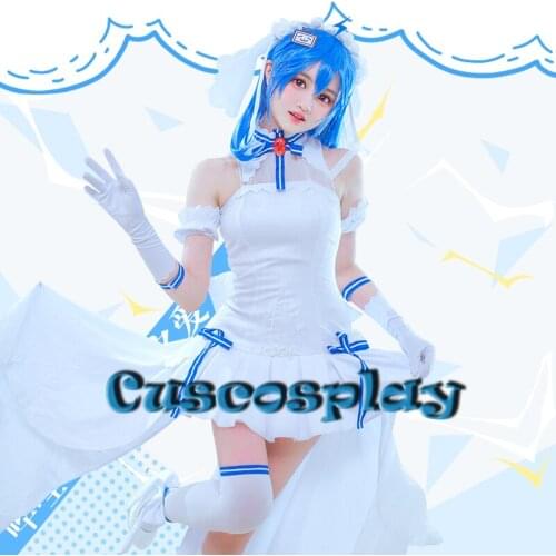 Anime Virtual Idol White Wedding Dress Cosplay Costume Halloween Carnival Women Kawaii Oufit Halloween Carnival Party Dress