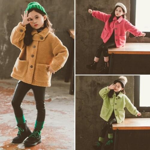 Velvet Fuzzy Jacket Spring Autumn Coat Outerwear Top Children Clothes School Kids Costume Teenage Girl Clothing High Quality