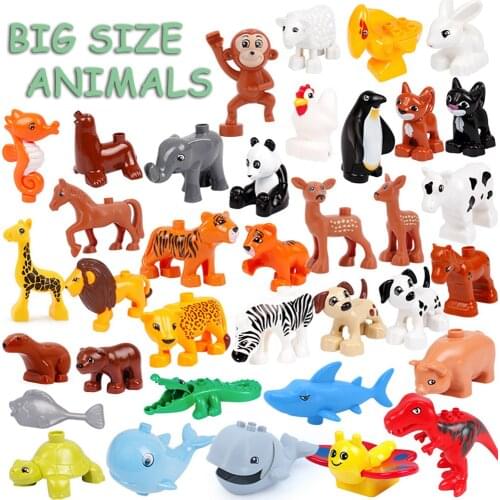 Big Size Animals Whale Crocodile seal deer Panda Enlightenment Aminal Toys For Children Kids Compatible Big Size For Kids Gifts