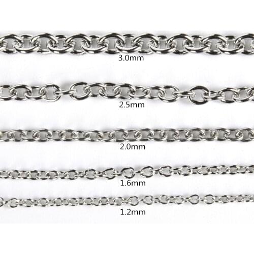 5 Meter 1.2/1.6/2.0/2.5/3mm DIY Necklace Findings Stainless Steel O Shape Cross Link Chains For Jewelry Making Accessories