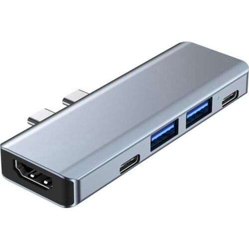USB Type C Hub to HDMI-Compatible MST 4K USB C HUB Docking Station, Suitable for Pro Air Apple Computer Adapter