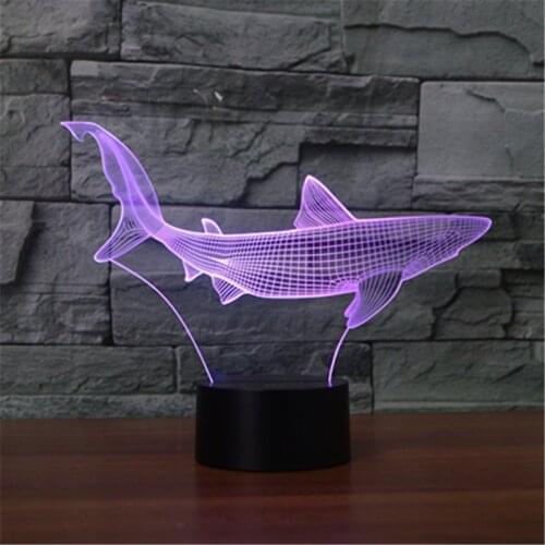 Action figures 2018 LED toys Foreign trade new fish 3D lamp 7 color touch charging LED visual lamp gift atmosphere desk lamp