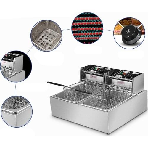 Electric Deep Fryers blast furnace oil fryer commercial strip machine potato tower chip doub NEW