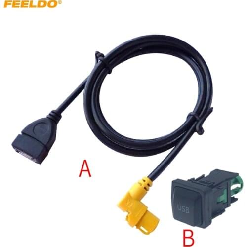 FEELDO 4Set Car Round 4Pin CD Changer USB Cable With Switch Adapter For Volkswagen Skoda Touran Magotan RCD510 RCD310 RNS315