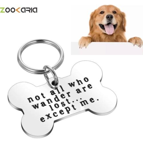 Customized Personalized Anti-lost Dog Tags Gifts Small Dog Collar Badge Cat Pendant For Pets Not All Who Wander Are Lost Tag