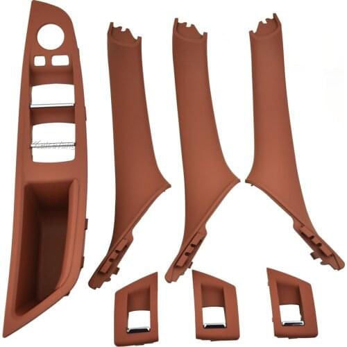 Red Brown 7PCS Left Hand Drive LHD For BMW 5 series F10 F11 Car Interior Inner Door Handle Panel Pull Trim Cover