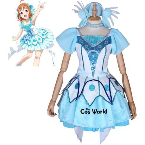 Love Live Sunshine Aqours WATER BLUE NEW WORLD Takami Chika Tops Dress Uniform Outfit Anime Cosplay Costumes