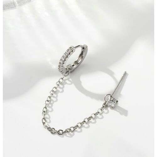 Fashion Inlaid Zircon Gold Chain Earrings Simple Small Hoop Earrings Delicate Women Fine Jewelry 2021 Trend