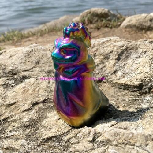 Natural Crystal Angel Aura Jade Toad Elders Carved Quartz Stone Frog Figurine Healing Crystal Feng Shui Home Decor Reiki Gift