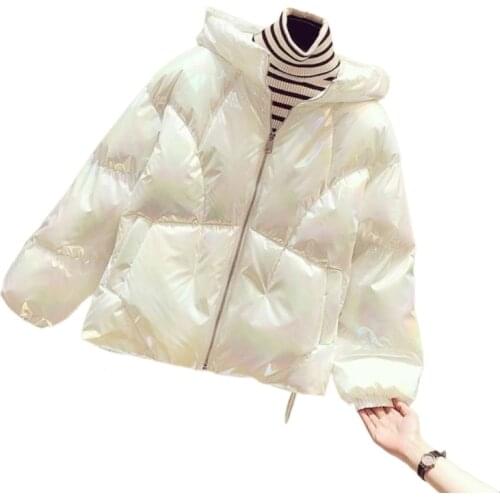 Winter Glossy Womens Short Padded Parkas Coat 2021 New Thick Bread Coat Colorful Down Cotton coat