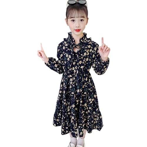 Big Girls Dress Floral Dresses For Girls Long Sleeve Party Dress Child Teenager Childrens Clothing 6 8 10 12 14
