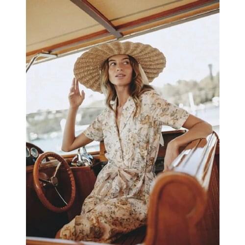 Shao design of Australia niche ~ flower small Lapel Short Sleeve Shirt Dress