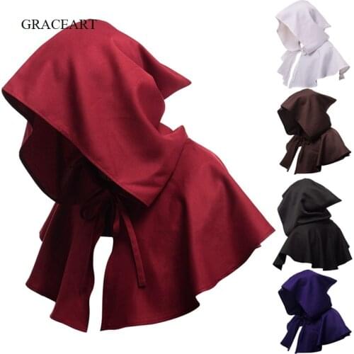 Middle Ages Cosplay Death Hat Halloween Carnival Medieval Renaissance Priest Hooded Cloak