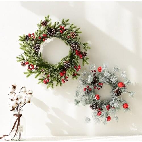 Falling snow pine cones bells Christmas wreath rattan door DIY hanging hotel window Christmas decorations Easter Wedding Wreaths