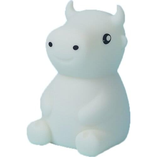 Cute Cow LED Nursery Night Lights for Kids -USB Rechargeable Silicone Lamps with Touch Sensor, Portable Color Changing Light