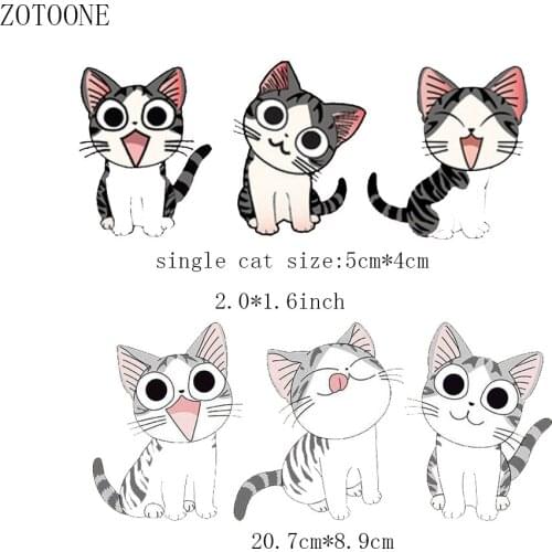 ZOTOONE Iron on Transfer Patches for Clothing Lovely Fashion Glasses Cat Patches DIY Kids Gift Animal Beaded Applique Clothes