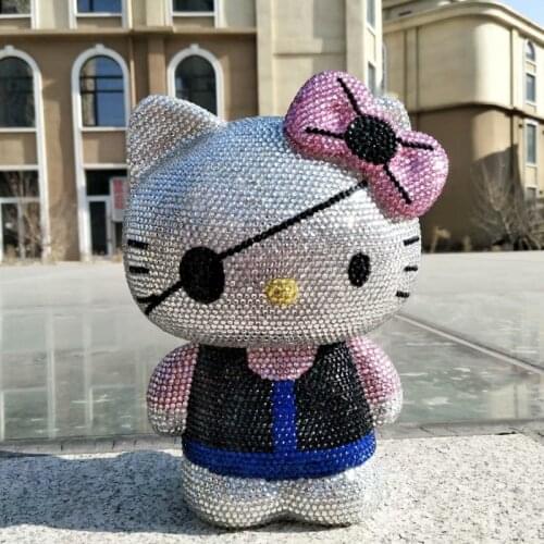 Bling Kitty Piggy Bank Rhinestone Lucky Cat Miniature Figurines Home Decoration Accessories Modern Feng Shui Kawaii KT Coin Box