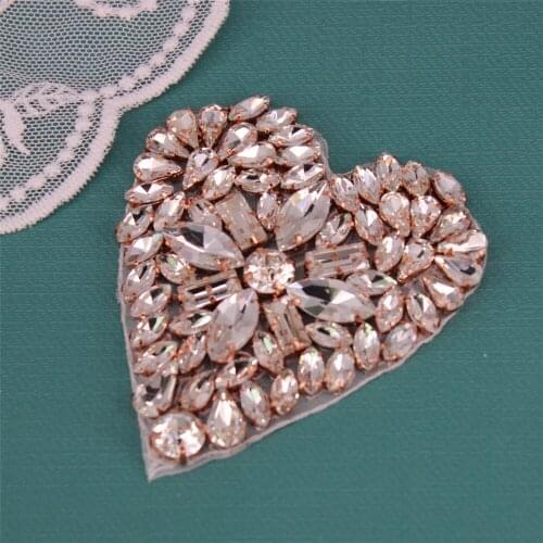 Iron On Women Clothing Shoes Repair Decoration Patches for DIY Accessory Fashion Heart Shape Rhinestone Patches Appliques