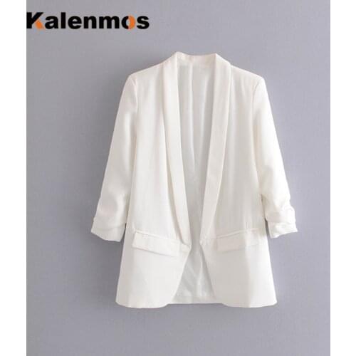 KALENMOS Fashion Autumn Blazer Jacket Women Long Sleeve Work Suit Coat Office Lady Casual Solid Clothes 2020 Casaco Blazer Femme