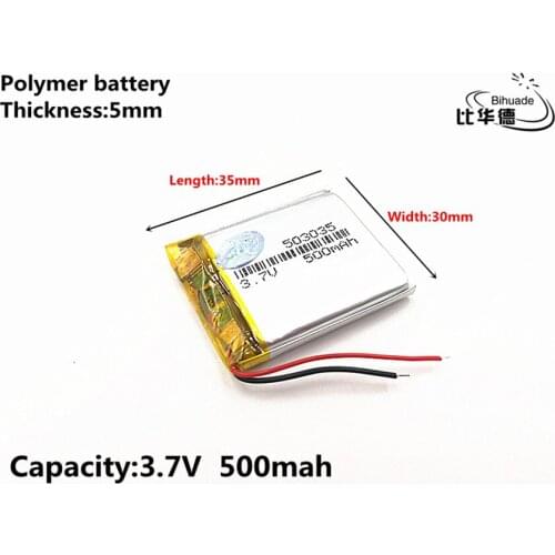 1pcs/lot 3.7V 500mAH 503035 Polymer lithium ion / Li-ion Rechargeable battery for DVR,GPS,mp3,mp4