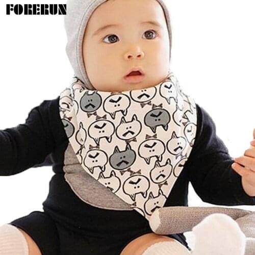 2018 Button Style Baby Boy Bibs Cartoon Kitty Baby Animal Bibs Waterproof Double Layers Cotton Scarf Bibs Burp Cloths Slabbers