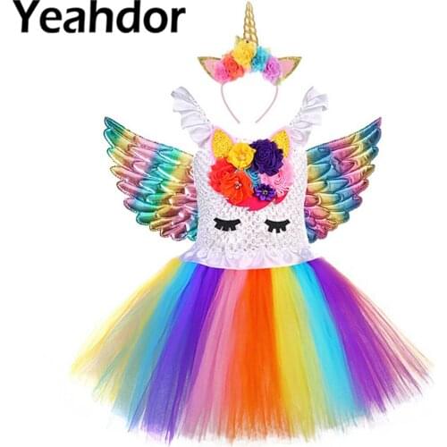 2021 Kids Girls Cosplay Costume Princess Dresses Cartoon Pattern Dress with Headband Set Children Performance Outfit Dress up