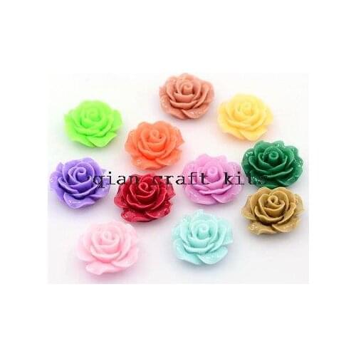250pcs Flatback Resin rose flower assorted Cabochons 19mm DIY, scrapbook, hair bow, flower centers, cell phone
