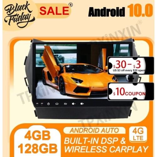 4G+128G Android 10.0 For Hyundai IX45 Sante Fe 2014-2018 Carplay Multimedia Player Auto Radio Tape Recorder GPS Navi Head Unit