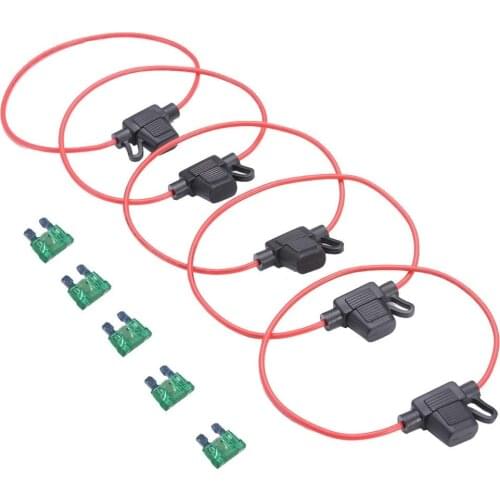 5Pcs 14 Gauge ATC Fuse Holder 12V 30A Fuse Waterproof Standard Wiring Harness Car Accessories