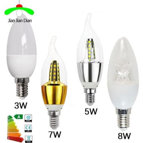 6pcs E14 E27 E12 B15 B22 LED Candle Bulbs 8W 6W 5W 3W AC110-240V Edison Screw Chandelier Lamp day white warm white