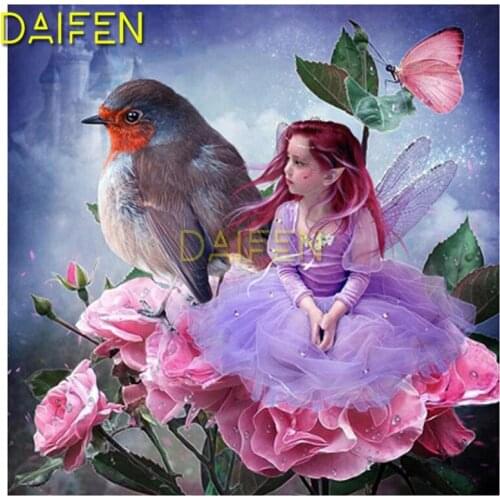 DIY 3D Diamond mosaic Full Round Diamond painting Full Square Diamond embroidery Cross stitch butterfly lovely girl bird Lotus