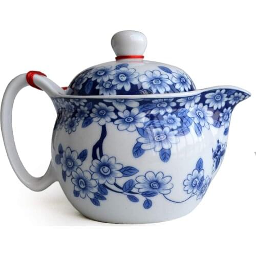 Teapot 410ml porcelain blue white Chinese pot stainless steel strainer infusion Flowers tea puer kettle ceramic teaware Home