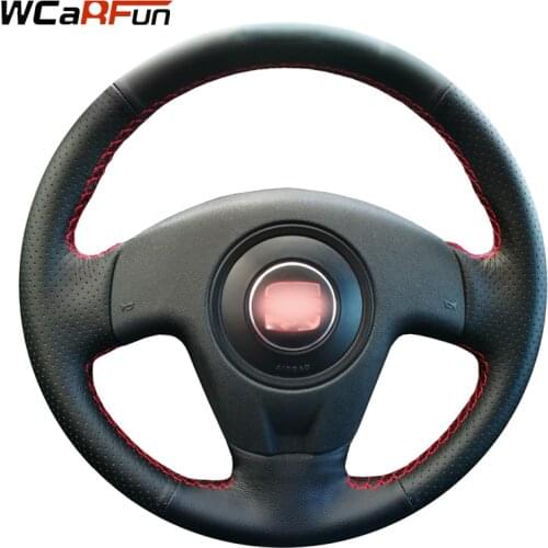 WCaRFun Hand-stitched Black Artificial Leather Car Steering Wheel Cover for Seat Ibiza 2004 2006