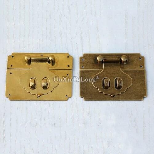 European Antique 5PCS Pure Brass Small Lock Hasps Jewelry Gift Box Chest Suitcase Cases Lock Catch Latches Buckles