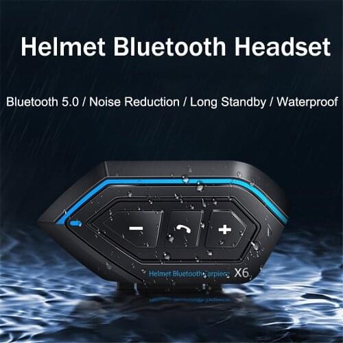 Motorcycle Helmet Headset Bluetooth 5.0 Intercom Wireless Handsfree Waterproof 1500Mah 1000M Calling Earphone Multi-person Call
