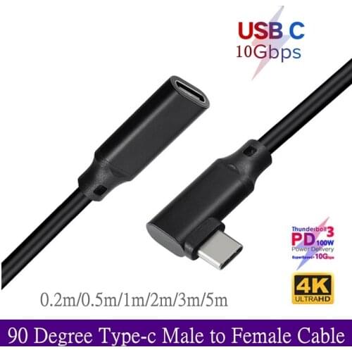 5A Curved 100W PD USB3.1 Type-C Extension Cable 4K @60Hz 10Gbps USB-C Gen 2 Extender Cord For Macbook Pro Dell ASUS HP XIAOM