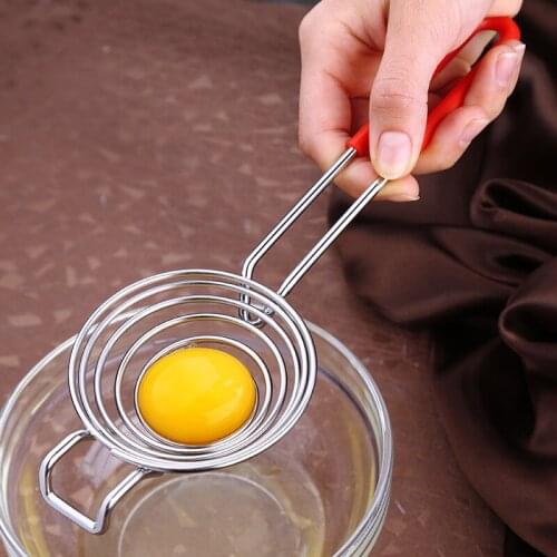 304 Stainless Steel Egg Divider Cable Structure Long Handle Design With Ear Hook Creative Egg Yolk White Separator Kitchen Tools