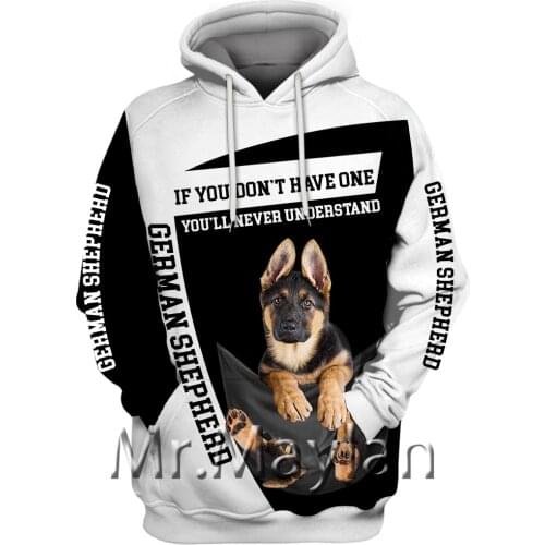 German Shepherd 3D Printed Jacket Men/women Harajuku Hoodie Unisex Casual Streetwear Sweatshirt Pullover sudadera hombre H666