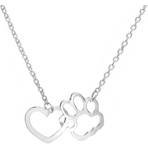 Cute Pets Dog Cat Paw Footprint Love Heart Pendant Necklace Shellhard New Fashion Romantic Jewelry Valentine Gift