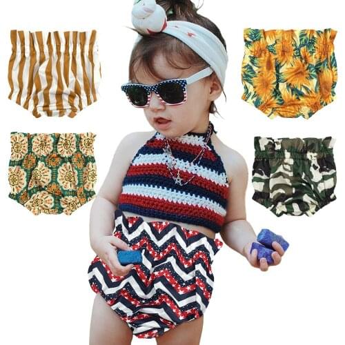 Girl Fashion Flower Linen Cotton Underpants Infant The Diaper Pants Baby Leisure Triangle Pants Child Bread Pants PP Pants