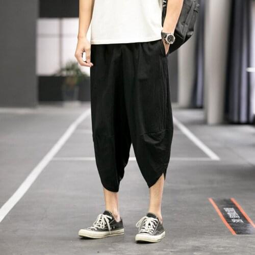 Men Harajuku Harem Pants 2020 Mens Summer Cotton Linen Joggers Pants Male Vintage Chinese Style Sweatpants Fashions